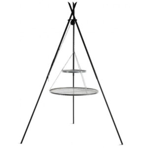 Cook King âTIPIâ 210 cm trefod med 2 grillriste i rustfrit stål 70 cm + 40 cm